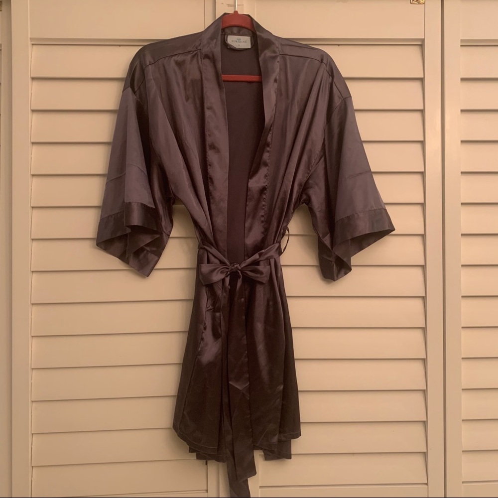 Grey Satin Robe